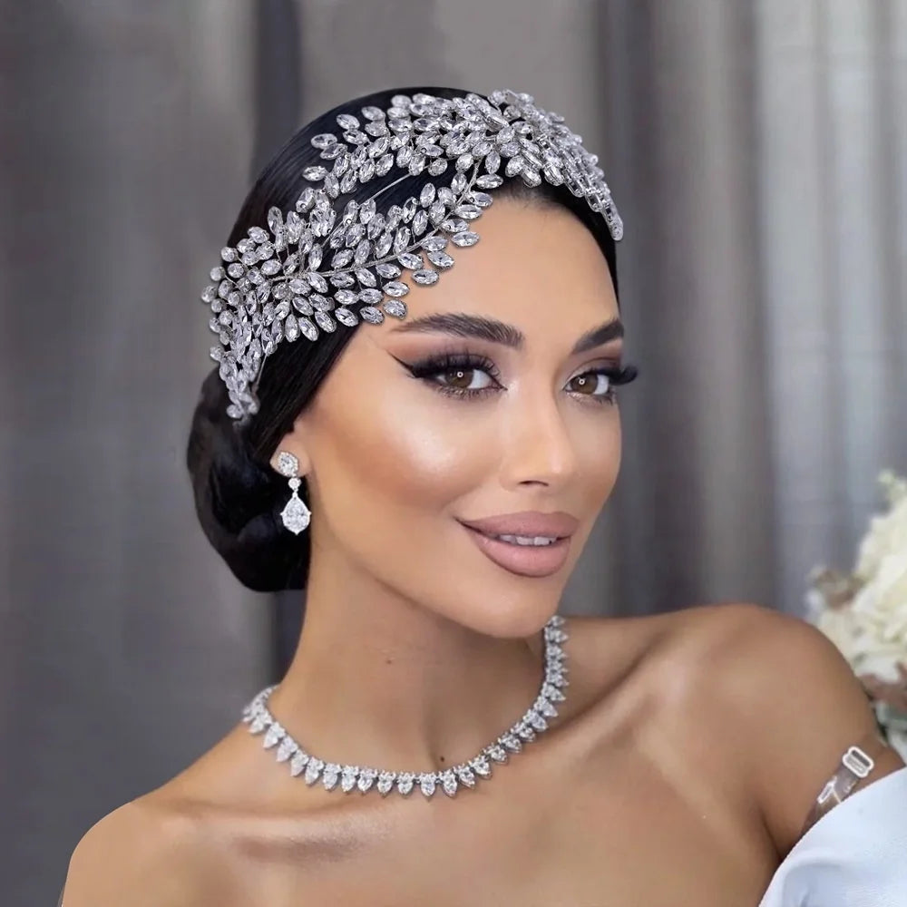 Wedding Headband Hair Clip Handmade Rhinestone Pair Clip Bridal Hair Accessories Bride Headdress Hair Vine Comb Head Piece