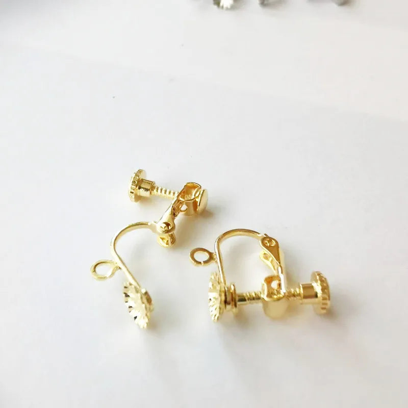 Adjustable Women's Hanging Ear Clamp Support Drill Spring Converters Convert Cap Screw Back Clip-on Earrings No Fashion Stud