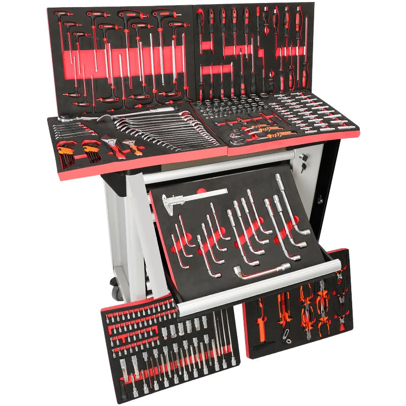 New Style 243pcs 7- Layer Metal Garage Tool Cabinet With Workshop Hand Tools Herramientas De Mano
