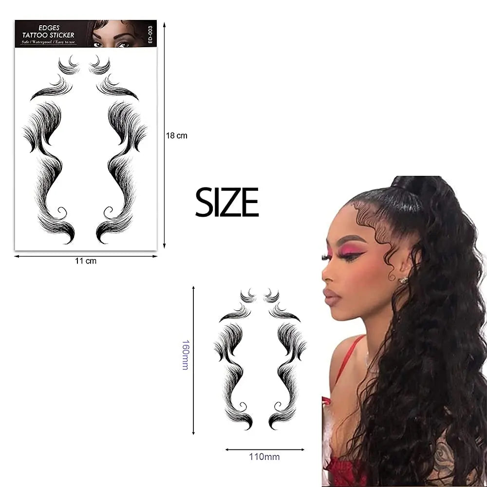 Popular Waterproof Hair Fringe Edge Tattoo Stickers Novelty Wig Natural Fashion Look Beauty DIY Hair Curler for Women
