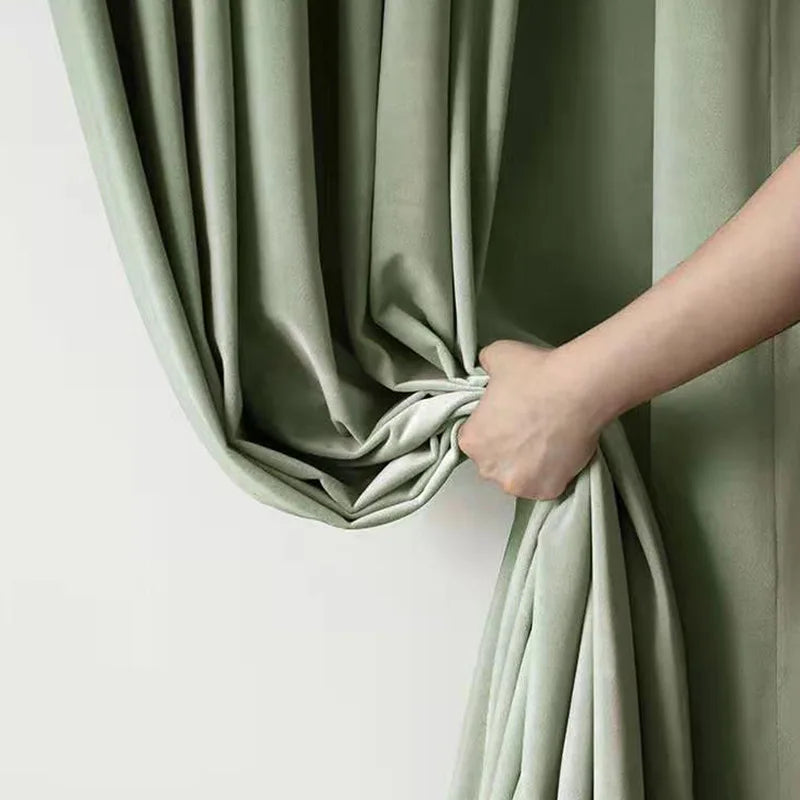 DaiRui Super Soft Pencil Pleat Curtains Velvet Curtains for the Living Room Luxury Embroidery Velvet
