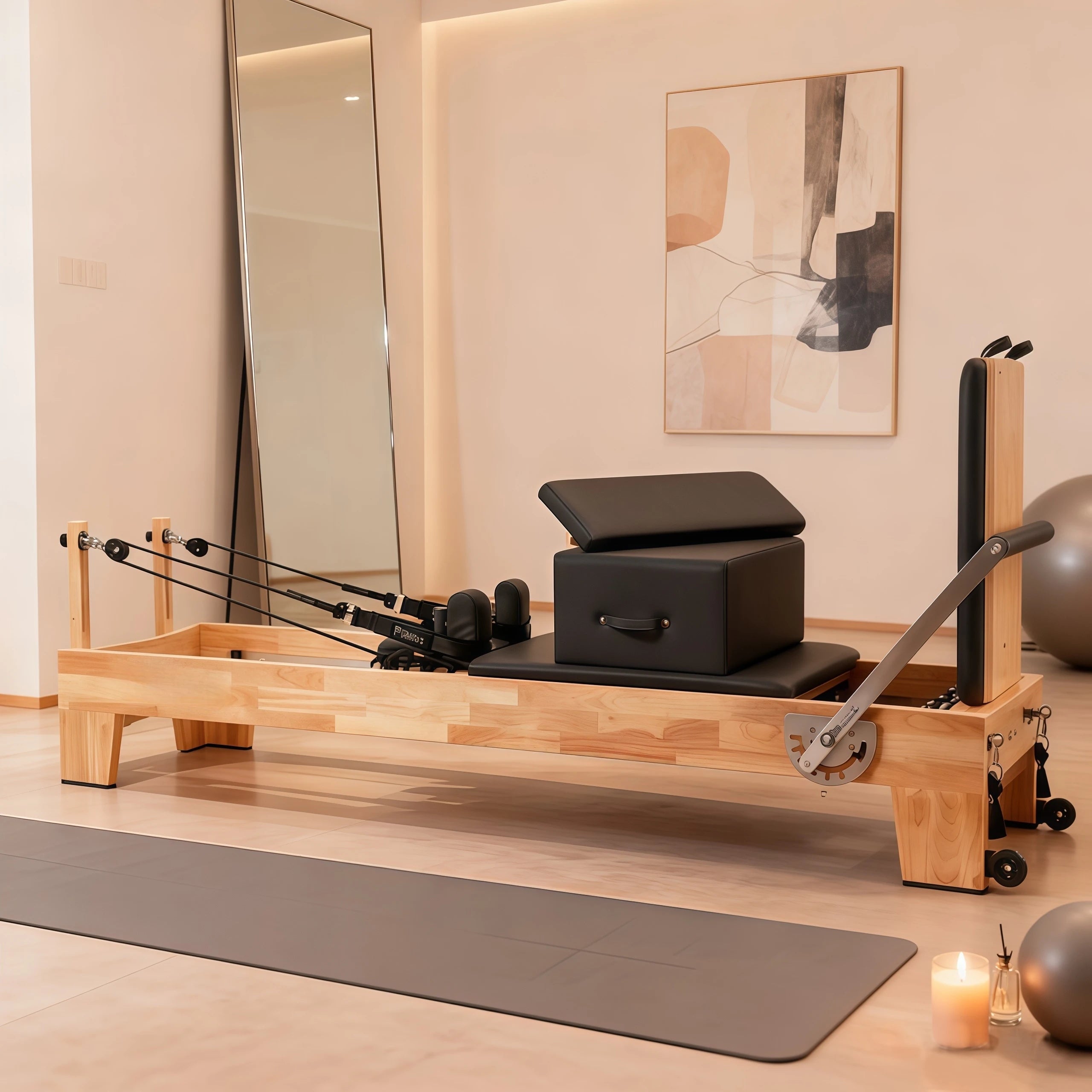 Commercial Studio Wood Structure Pilates Core Bed Equipped with Silent Wheels and High-quality Tracks with Free Accessories