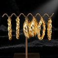 EM1156 Large Bohemian Bold 18k Gold PlatedTwisted Hoop Earrings Bolo Chunky Circle Earrings Gold Statement Hoops for Women