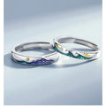 BASQUESUN Factory Wholesale Mountain Alliance Oath Couple Fashion Small Fresh Copper Droplet Colored Pattern Open Couple Ring