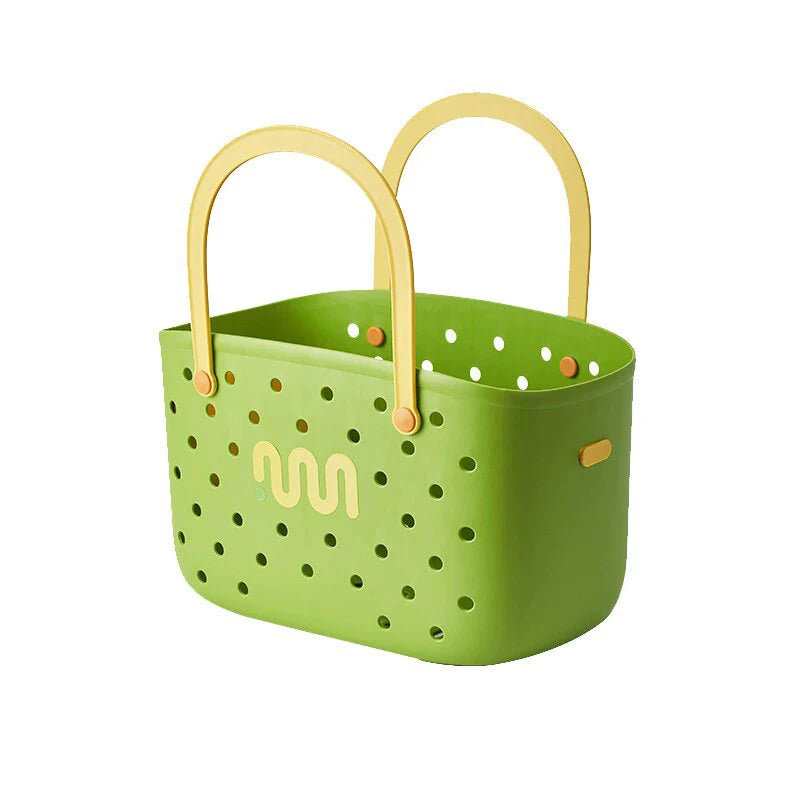 Plastic Storage Baskets with Handles Dries Quickly with Drainage Holes Shower Candy Shelf Organizers Basket for Bathroom Beach
