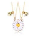 2Pcs/Set Fashion Best Friends Honey Love Couple Pendant Necklace Daisy Broken Heart for Women Chain Bff Friendship Jewelry