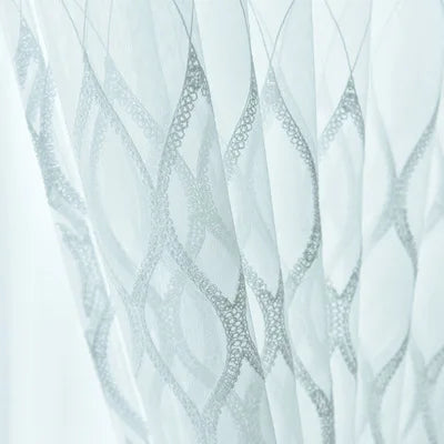 M&Y Home Factory's Modern Simple White Feather Embroidery Sheer Voile Tulle Organza Square Natural Polyester Curtain 280cm Stock