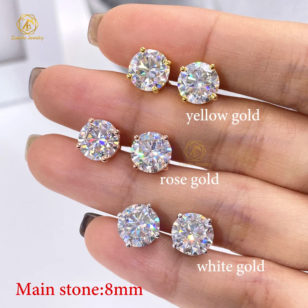 Hip Hop Jewelry Diamond Earrings Pass Tester 0.5ct/1ct /2ct S925 Silver VVS Pink Yellow Red Black Moissanite Earrings for Ladies