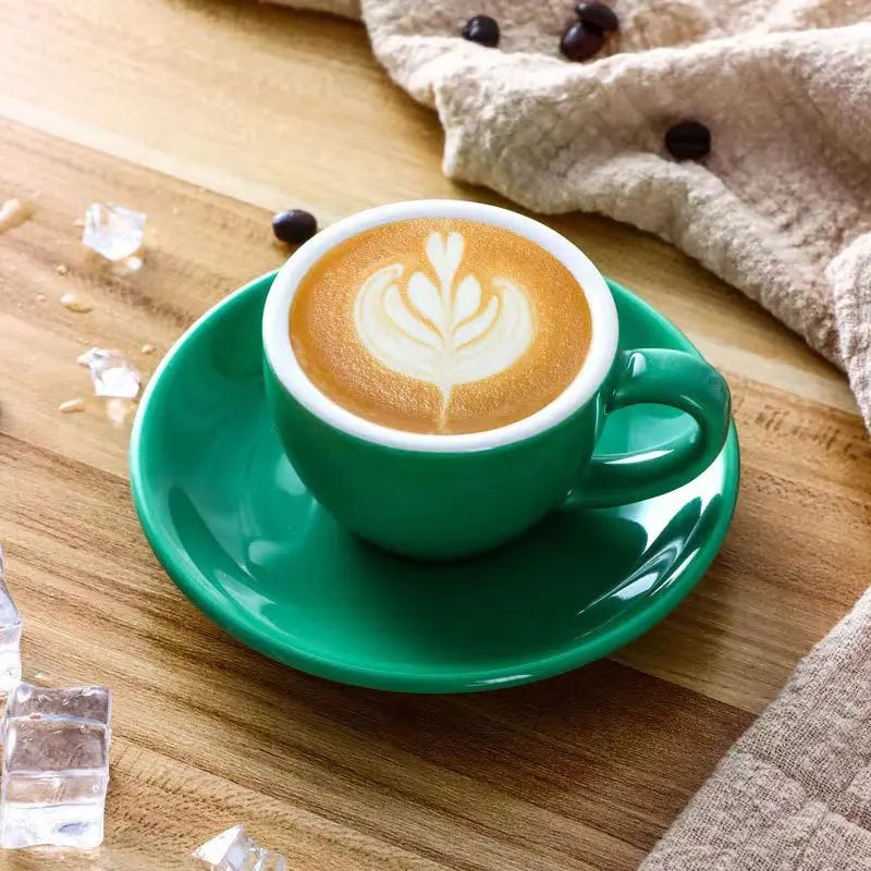 80ml Hot Sale Porcelain Coffee Mugs Espresso Cup and Saucer Custom Glazed Eco-Friendly Minimalist