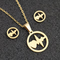 HOT SALE Hollow Peach Heart Love ECG Pendant Necklace Stainless Steel 18K Gold-plated Suit for Women