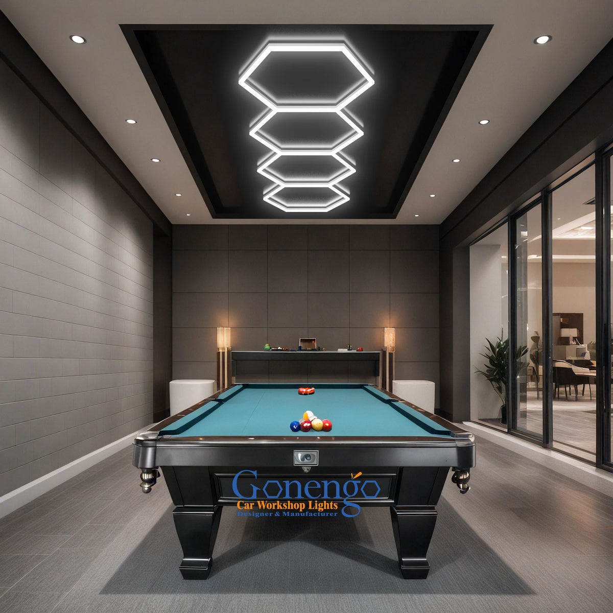 China Manufacturer Billiard Room Hexagon Lighting Car Maintenance Station Workshop Hex Glow Garage Light MegaBDM