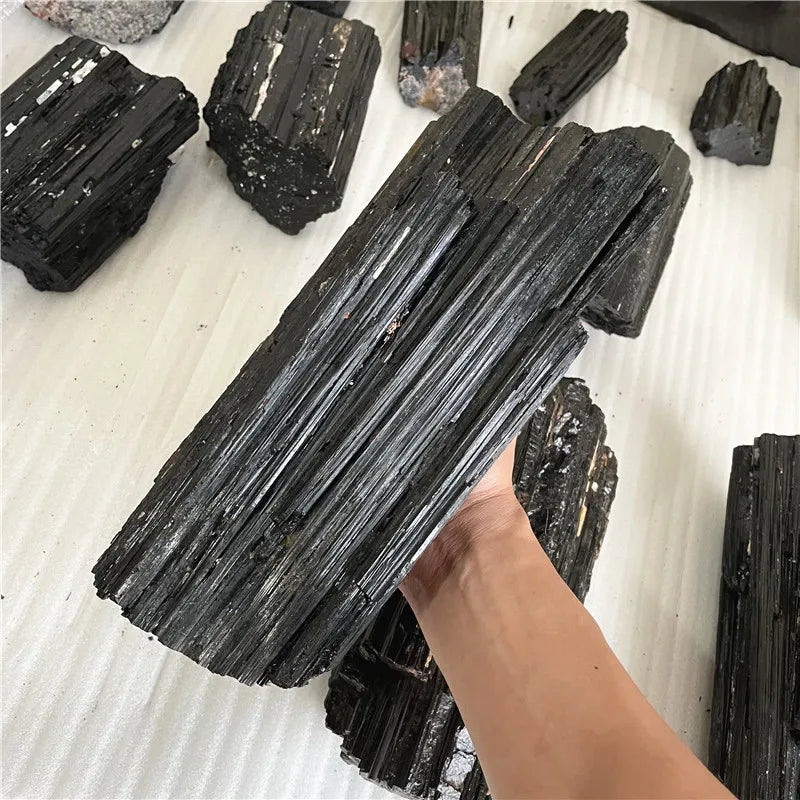 High Quality Large Sizes Natural Black Tourmaline Rough Stone Big Raw Black Tourmaline Healing Crystal for Decoration