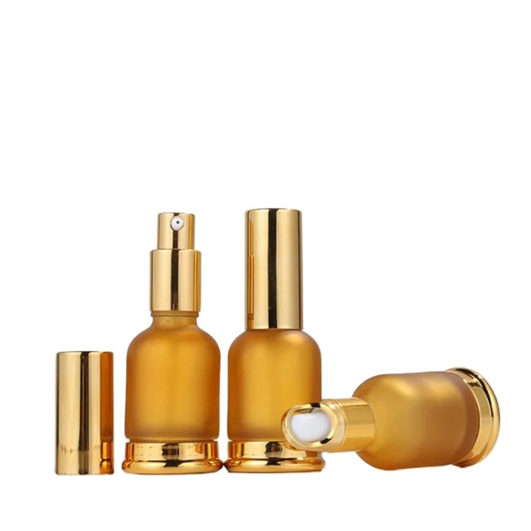 Customized 30ml Luxury Fashion Frosted Glass Perfume Bottle with Gold Cap Concave Convex Design Cylinder Shape
