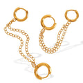 Stainless Steel Minimalist Design Jewelry 18k Gold Plated Double Layer Chain Splicing Waterproof Earrings YF3934