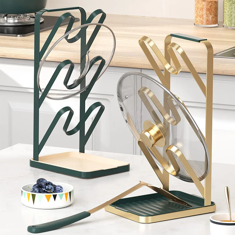 Kitchen Pot Lid Shelf Punch-Free Spatula Bracket Portable Wall-Mounted Household Countertop Chopping Cutting Board Rack Holder