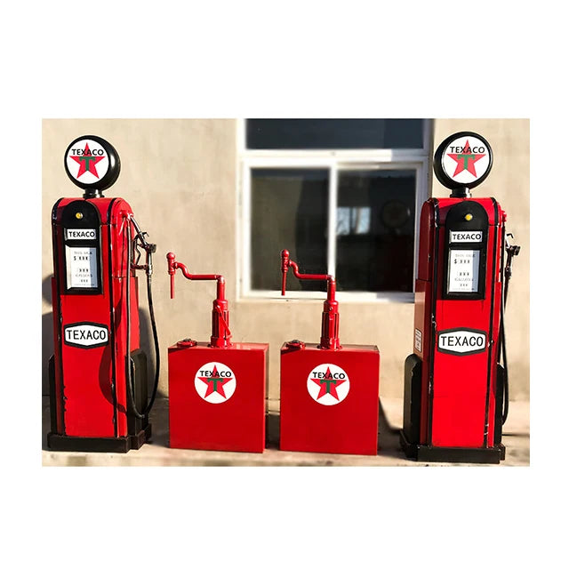 Hot Sale Custom Metal Vintage Red Oil Drums Dispenser Fuel Model Bar Decoration Metal Crafts Fuel Dispensers for Sale