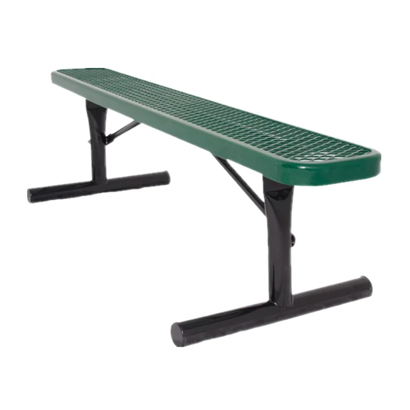 Outdoor Furniture Expanded Metal Mesh Backless Bench Public Park Steel Bench Seating Outside Garden Patio Yard Seat Bench