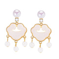 New Chinese Style Chalcedony Safe Lock Freshwater Pearl Jewelry Women's Natural Freshwater Pearl Earrings