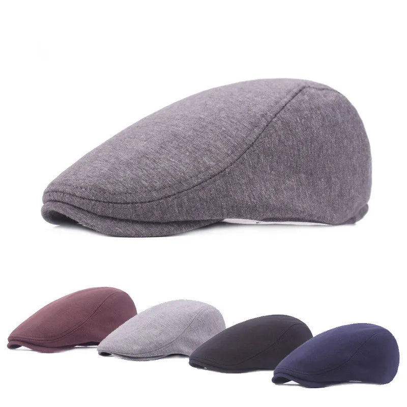 Autumn Winter Peaked Hat Recreational Retro Forward Caps Solid Ball Hats Men Woollen Beret Cap