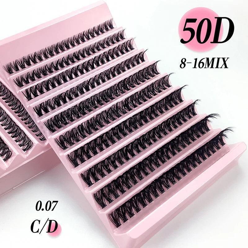 Cheap Price C/D Curl Individual 0.07mm Natural Diy Segment Fans Cluster Eyelash 10D 20D 30D 40D Private Label DIY Cluster Lashes