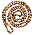 HandMade 108pcs Nature Stone 8mm Beads Long Turquoise Tiger's Eye Endless Necklaces Gemstone Jewelry for Women Girls Pearl