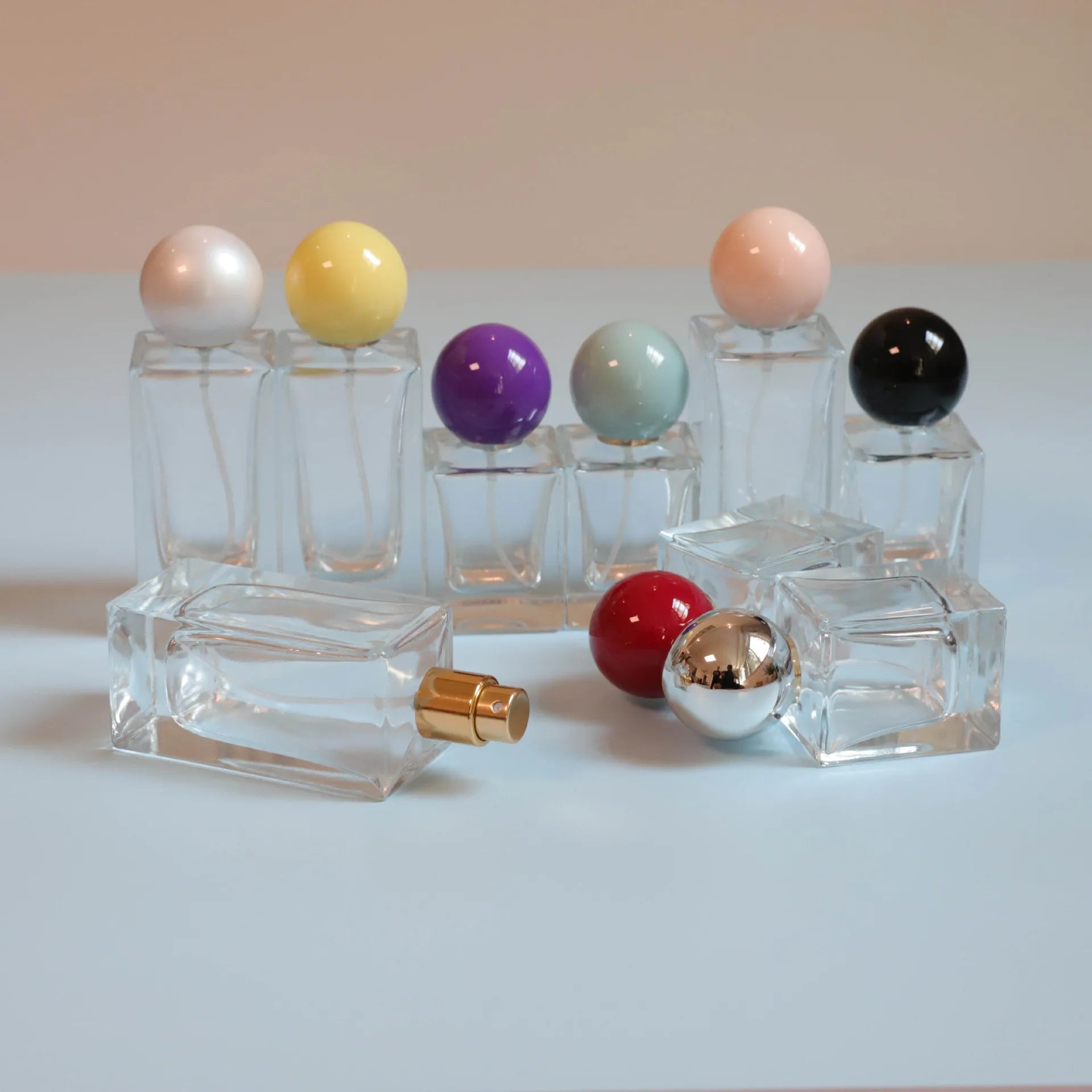 30ML 50ml High-end Perfume Glass Bottle Multi Color Rectangle Shape Hot Stamped Screw Cap Portable Delicate Cosmetics Spray