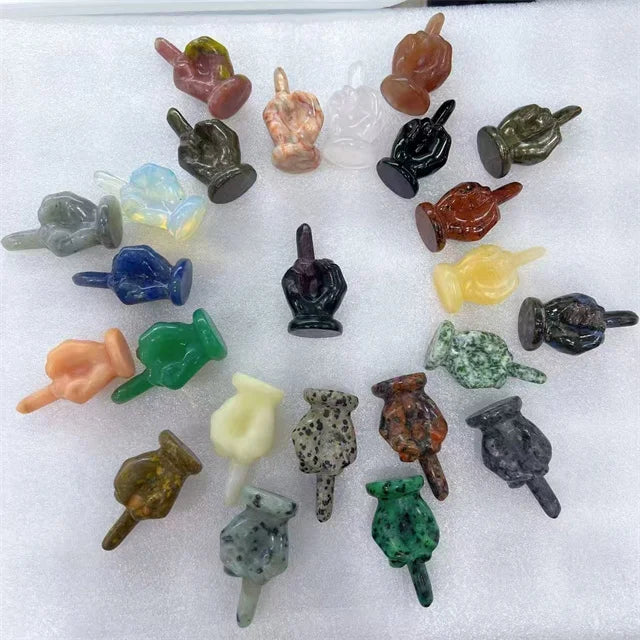 New Arrivals 50mm Crystal Crafts Healing Precious Stone Natur Multi Color Crystal Carving Middle Finger for Decor