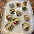 Zuola Eco-friendly Fashion Jewelry Punk Geometric Inlay Finger Ring Oil Multi Size 18K Gold Plated Luxury Party Gift