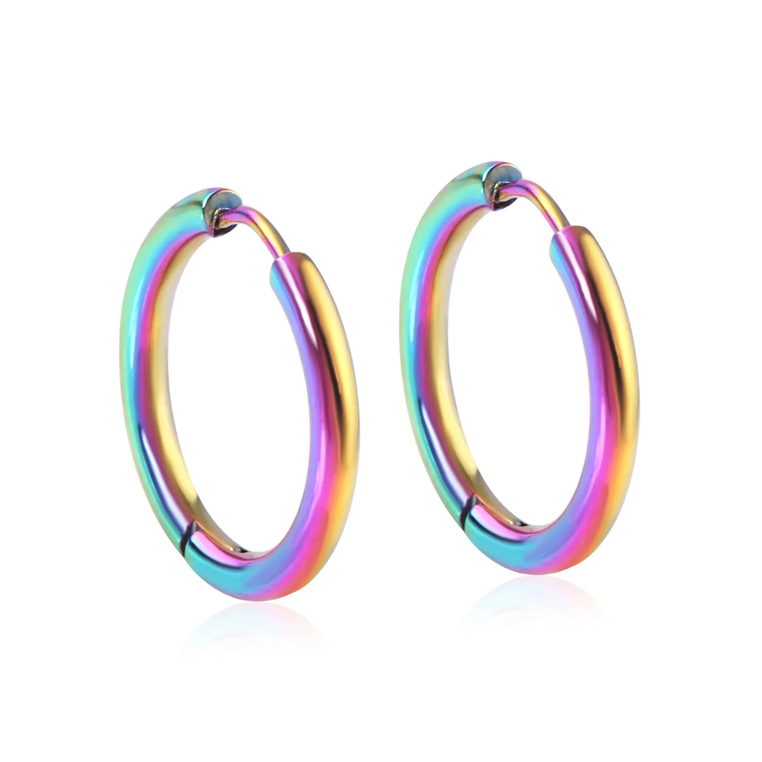 New Fashion Wholesale Geometric Minimalist 18k PVD Gold Plated Stainless Steel Jewelry Colourful Huggie Hoop Earrings for Women