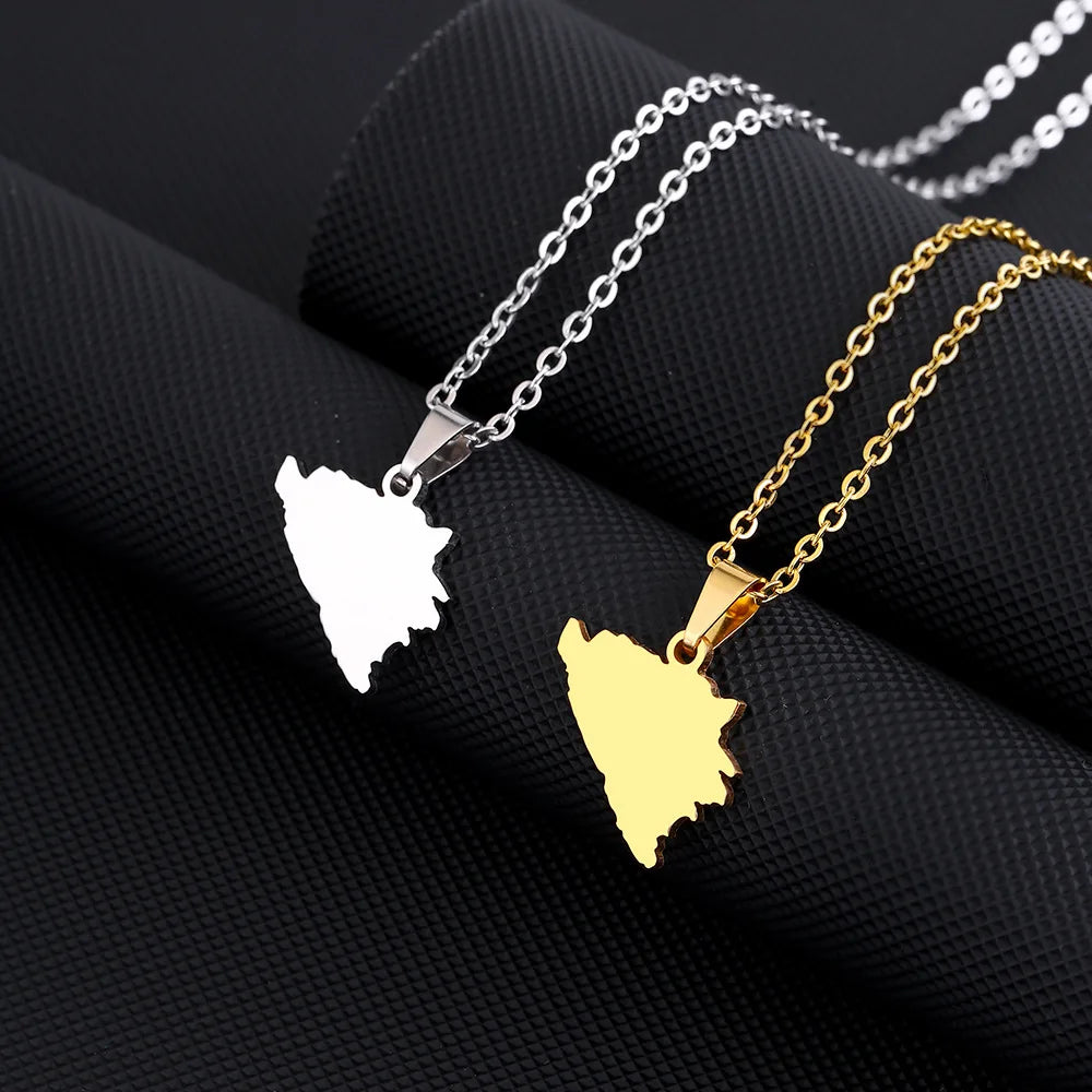 Bosnia and Herzegovina Map Chain Necklaces Stainless Steel 18K Gold Plated Bosna I Hercegovina Flag Map Pendant Necklace
