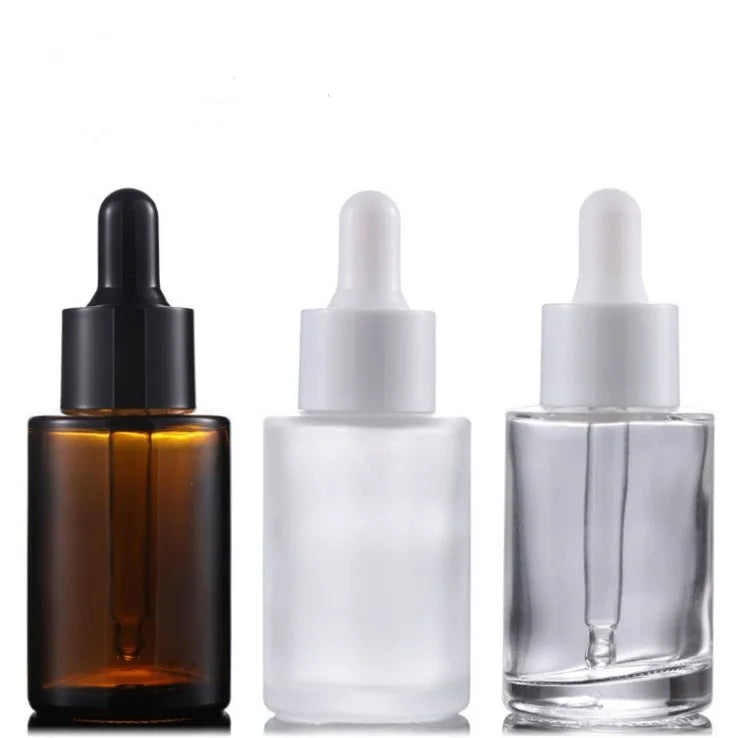 30ml Frosted Glass Liquid Flat Top Dropper Bottle Cylinder Shape Essential Oil and Skin Care Serum Container Eye Drop Use