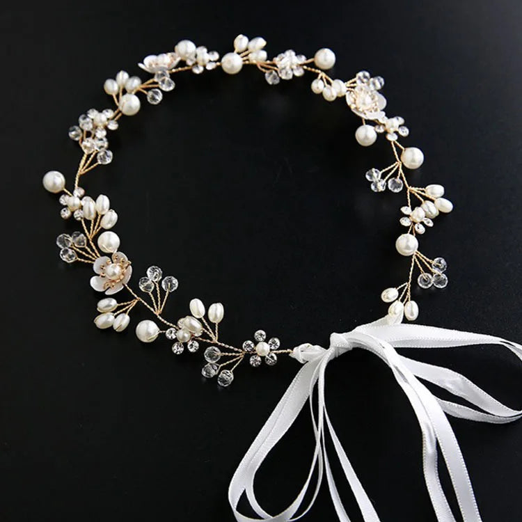 Wedding Flower Hairpiece Pearl Handmade Bridal Headbands Hair Accessories for Women
