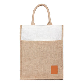 OEM Wholesale Tote Coloured Custom Logo Large Print With Front Pouch Eco Friendly Shopping Linen Burlap Jute Bag JTB003