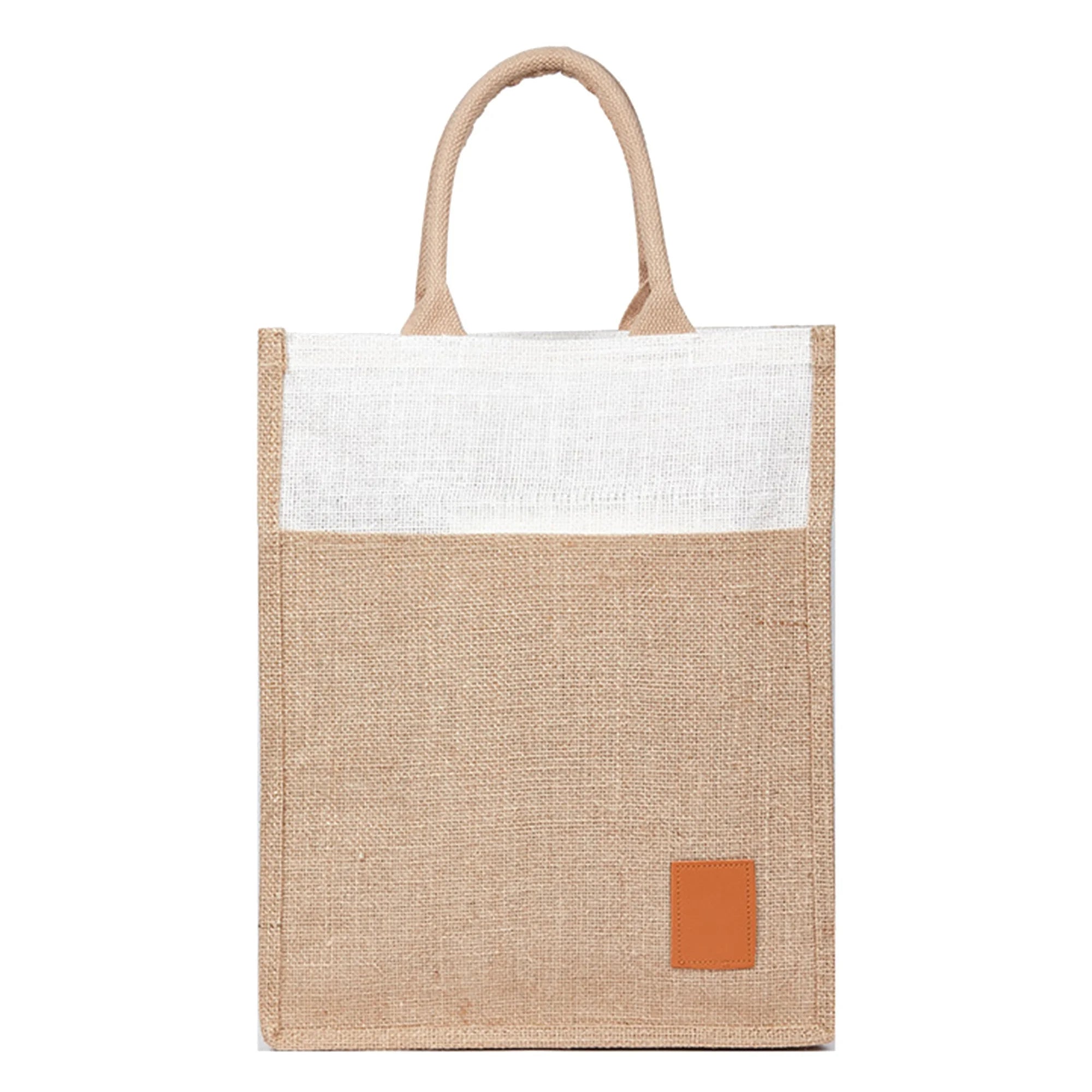 OEM Wholesale Tote Coloured Custom Logo Large Print With Front Pouch Eco Friendly Shopping Linen Burlap Jute Bag JTB003