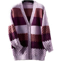 Customized Women's Casual Oversized Cardigan Long Sleeve Color Block Chunky Cable Knitted Sweater for Autumn Breathable Design