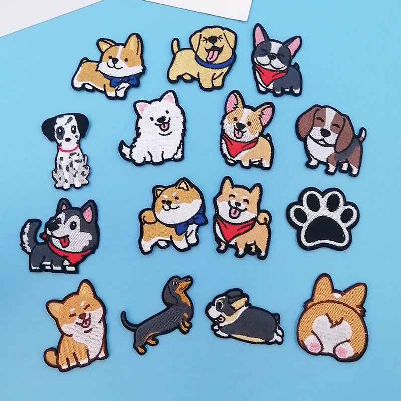 New Arrivals Custom  Embroidered Dog Patches Iron on Animal Cartoon Badges Wholes