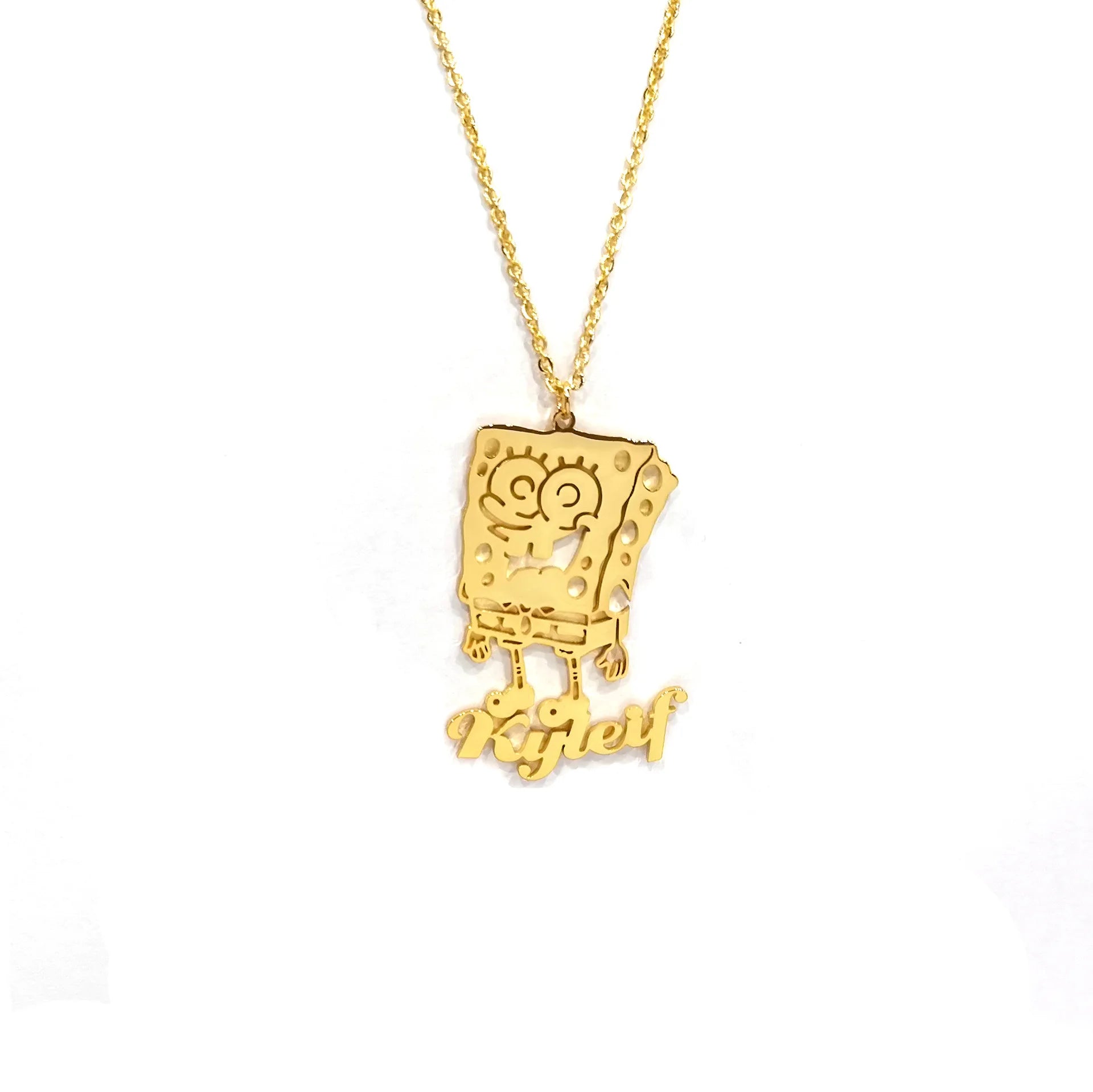 QiuHan Unique Design 18 k Gold Plated Pendant Kids Stainless Steel Jewelry Custom Name Cartoon Character Necklaces