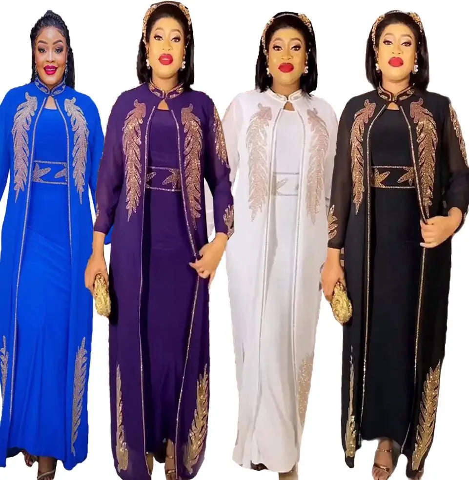 Fashion Africa Clothing African Dresses for Women Clothing Rhinestones African Wear Styles for Ladies Free African Dress Women