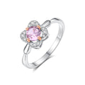 25 Sterling Silver Pink Zircon Lucky Four-leaf Clover Sparkling Halo Engagement Wedding Party Jewelry for Women