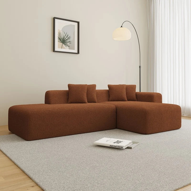 Modular L-Shape Velvet Fabric Sectional Sofa Couch Vacuum Compress Packing Living Room Lounge for Hotels Sponge Filling