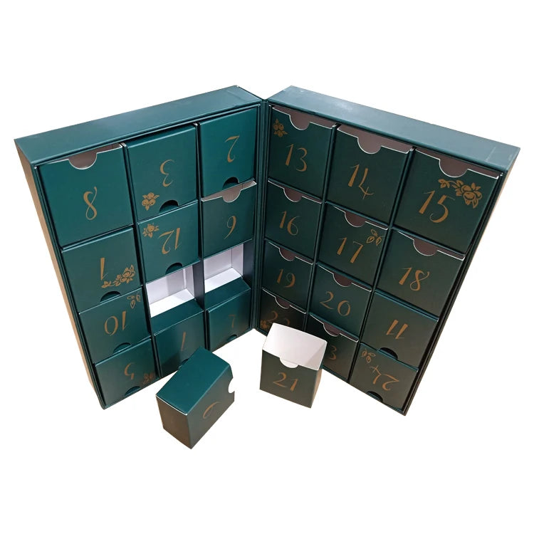 Custom Empty Advent Calendar Packaging Cosmetic Paper Box 12 Days Luxury Christmas Advent Calendar Gift Box