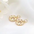 Wholesale 14K Gold Plated Multi Color Zircon Round Donuts Charm for Jewelry Making