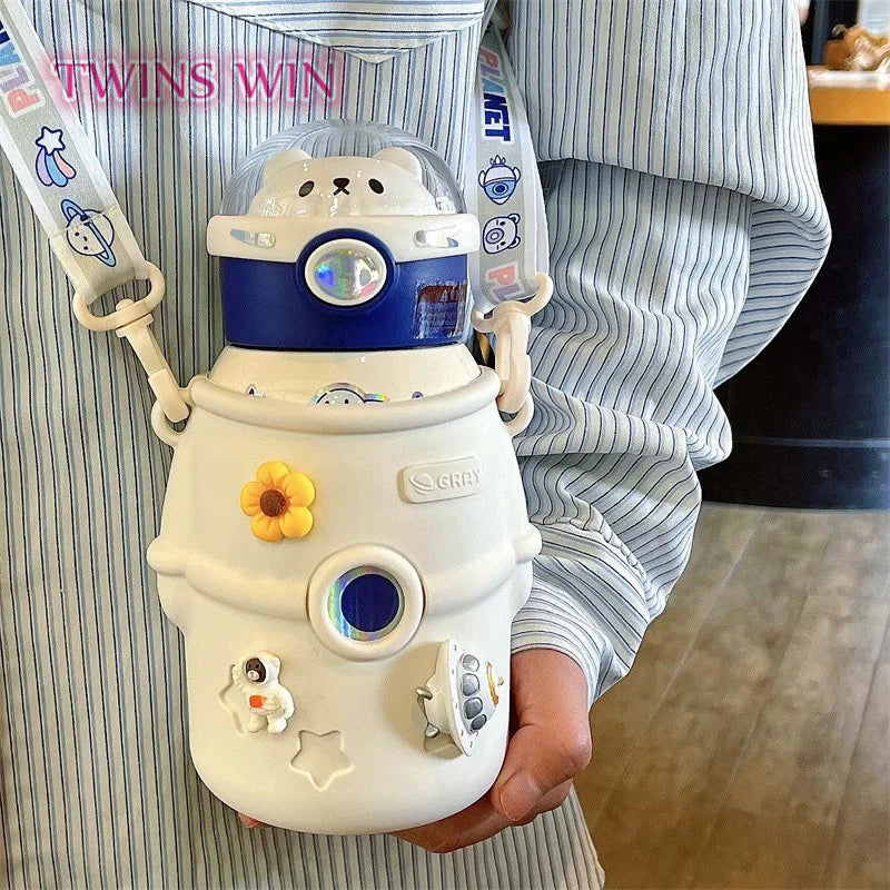 Creative Cartoon Children's Interplanetary Space Astronaut Thermos Cup Cute Silicone Insulated Kettle CUP 1949