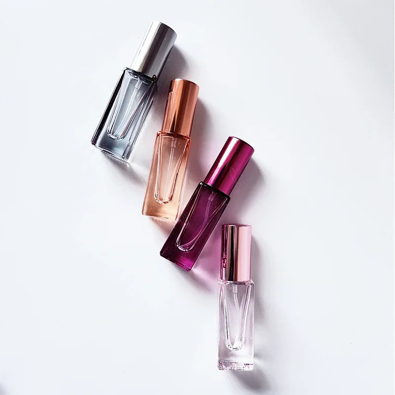 Premium 10ml Square Glass Perfume Spray Bottle Pump Sprayer Screen Printing Custom Color OEM/ODM Empty Packaging Sample MOQ