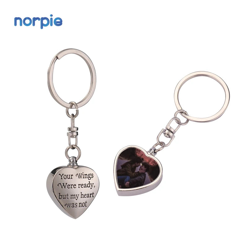 Heart Silver Cremation Urn Keepsake Sublimation Cremation Keychain Memorial Ashes Keepsake/Urn Keychain with Filling Tool