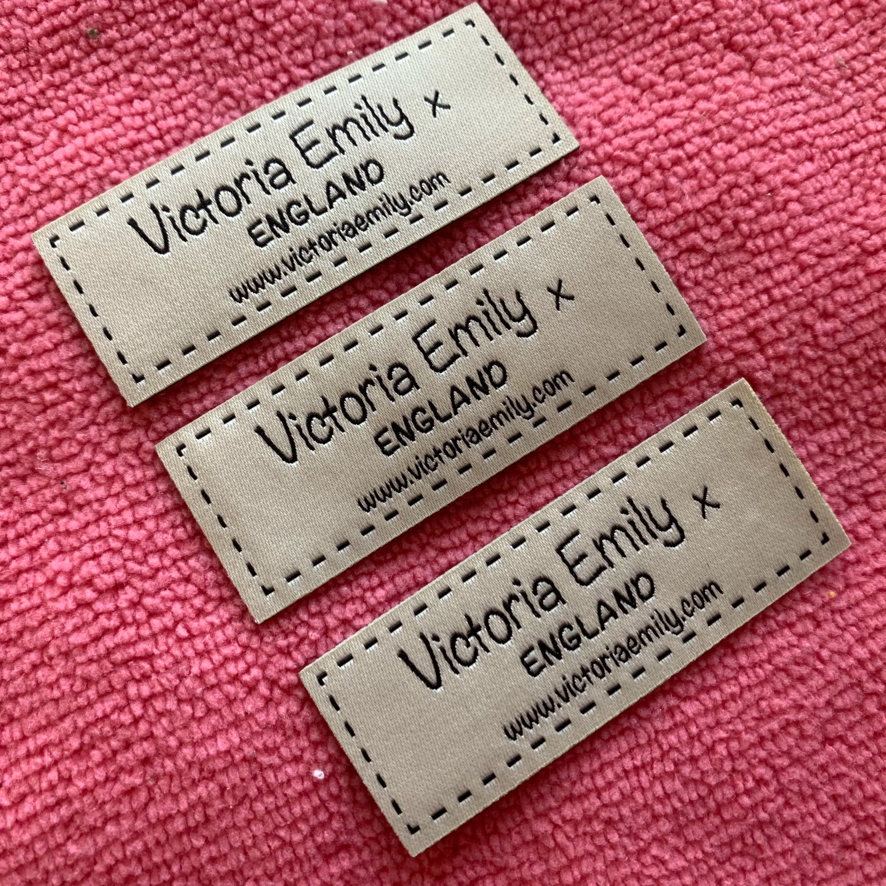 Soft Edge clear logo Damask Woven Labelunique Design Taffeta Clothing Tags With Sewing Lines
