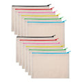 Hot Selling Recycled Blank Craft Canvas Pencil Case Blank Makeup Eco Custom Printed Logo Cotton Canvas Zipper Pouch Canvas Bag