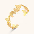Dingran High Quality Open Design Butterfly Bangles 18k Gold Plated Stainless Steel Waterproof Cuff Bracelet