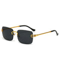 Wholesale Fashion Square Cut Edge Sunglasses Stainless Steel Design Sun Glasses Metal Twist Leg Rimless Sunglasses