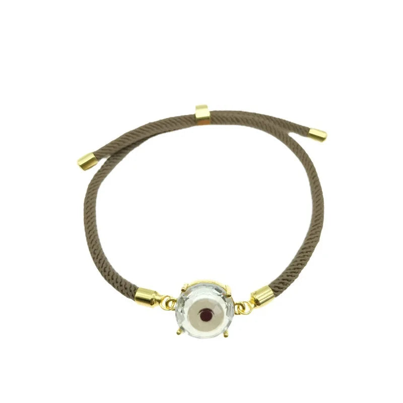 BC1352 Fashion Colourful Evil Eyes Women Bracelet Trendy Adjustable Crystal Evil Eyes Cord Ladies Bracelet